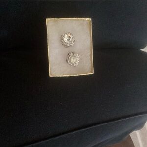Clear Crystal Halo Stud Earrings - Silver Finish